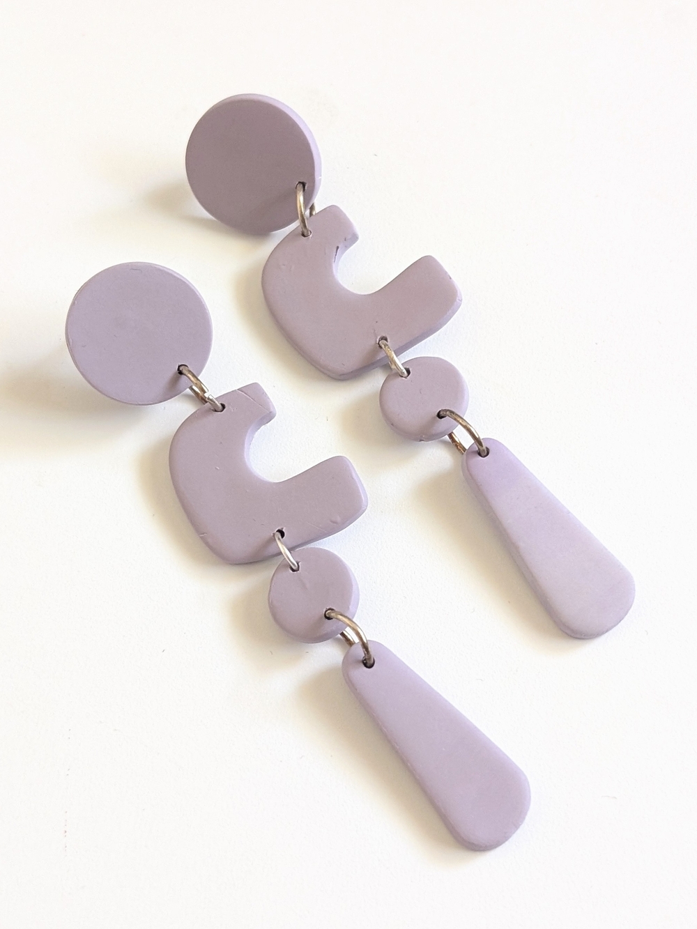 Lavender Geometric Drop Earrings - Avant Garde